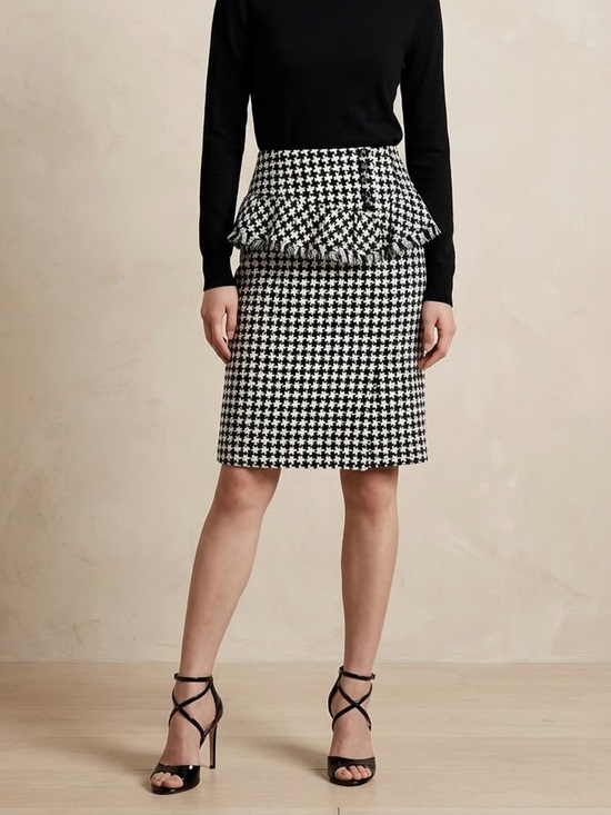 Cato Dresses & Skirts - CATO | Houndstooth Peplum Pencil Skirt Sz 4